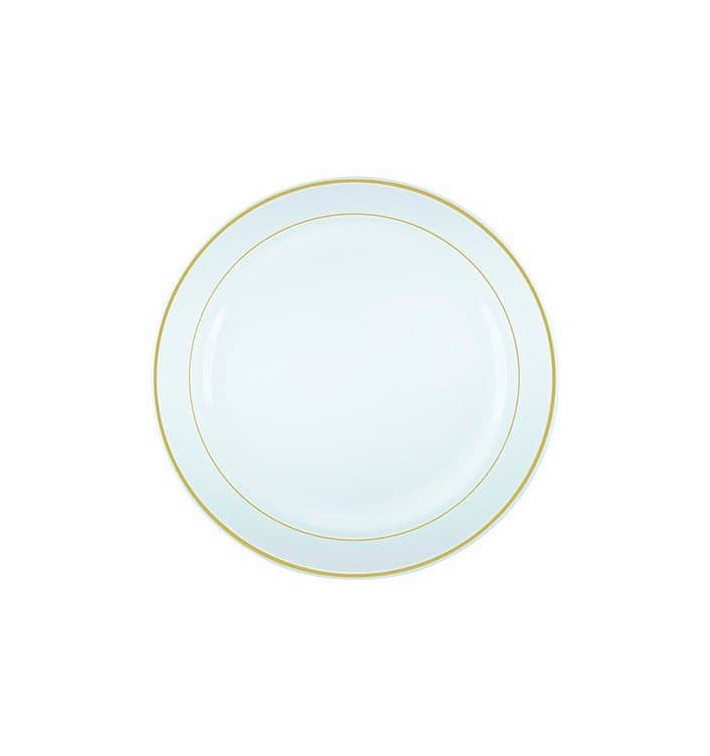 Assiette en Plastique Dur avec Liseré Or 26cm (200 Utés)