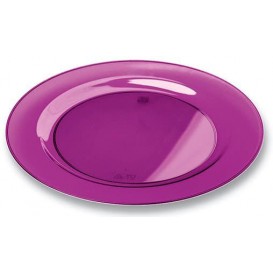 Plastic bord Rond vormig extra sterk aubergine kleur 23cm (6 stuks) 