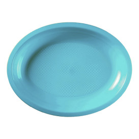 Plateau Ovale Réutilisable Turquoise PP 255x190mm (600 Utés)