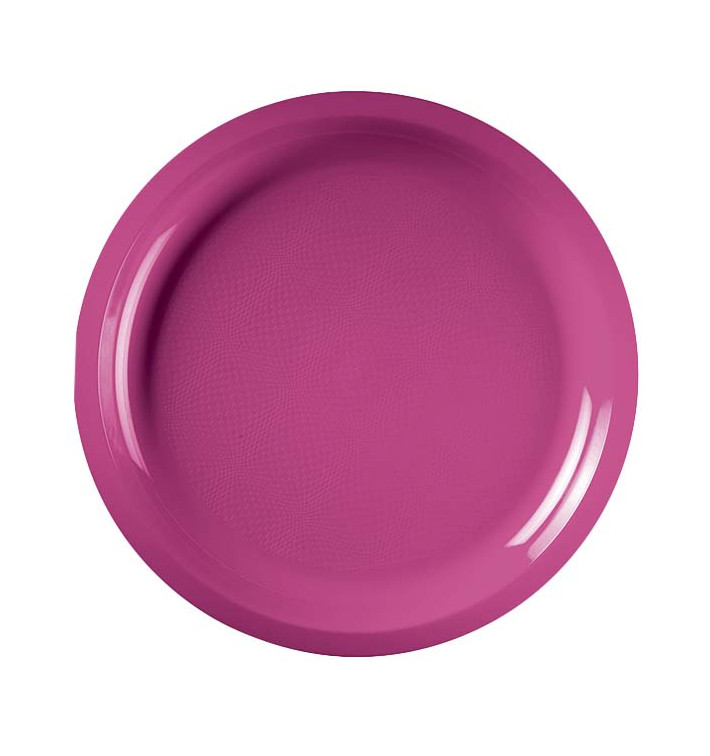 Plastic bord fuchsia "Rond vormig" PP Ø29 cm (300 stuks) Plastic bord fuchsia "Rond vormig" PP Ø29 cm (300 stuks)