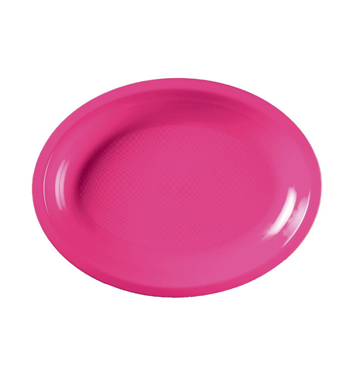 Plastic schotel microgolfbaar Ovaal vormig fuchsia 25,5x19 cm (50 stuks) 