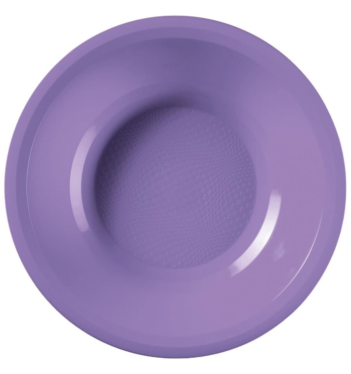 Assiette Plastique Réutilisable Creuse Lilas PP Ø195mm (600 Utés)