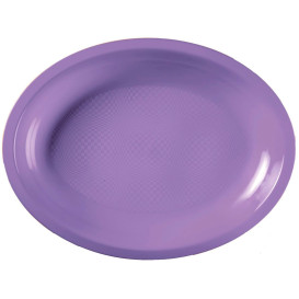 Plateau Plastique Réutilisable Ovale Lilas PP 255x190mm (600 Utés)