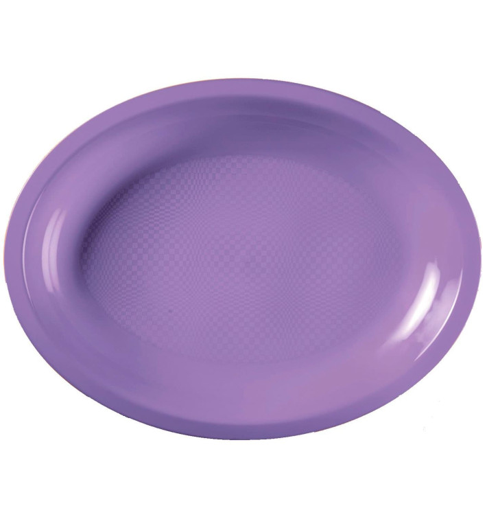 Plateau Plastique Réutilisable Ovale Lilas PP 315x220mm (300 Utés)