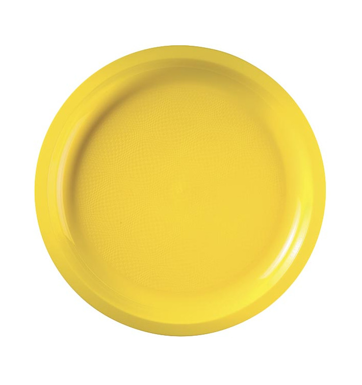 Rentmeester taart gordijn Plastic bord geel "Rond vormig" PP Ø29 cm (25 stuks)