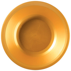 Plastic bord Diep goud "Rond vormig" PP Ø19,5 cm (600 stuks)