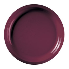 Assiette Plastique Réutilisable Bordeaux PP Ø290mm (25 Utés)