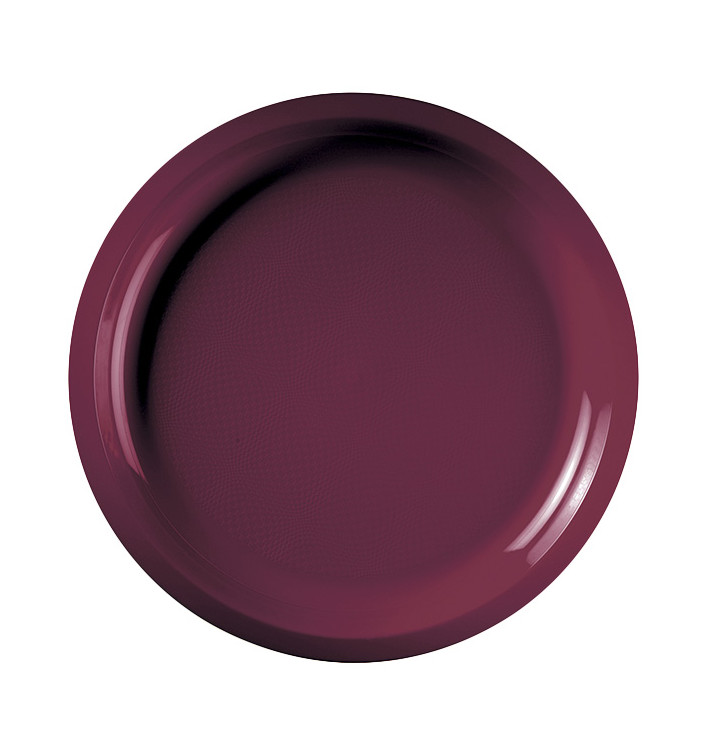 Plastic bord bordeauxrood "Rond vormig" PP Ø29 cm (300 stuks) Plastic bord bordeauxrood "Rond vormig" PP Ø29 cm (300 stuks)