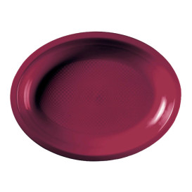 Plastic schotel microgolfbaar Ovaal vormig bordeauxrood "Rond vormig" 25,5x19 cm (50 stuks)