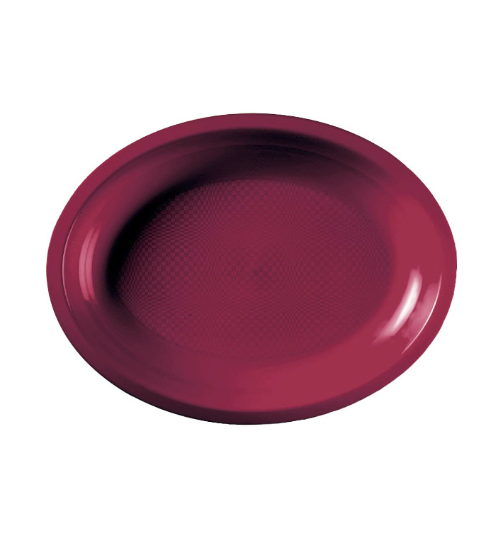 Plastic schotel microgolfbaar Ovaal vormig bordeauxrood "Rond vormig" 25,5x19 cm (50 stuks) 