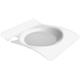 Assiette Plastique "Forma" Avec Support Blanc 22x18 cm (12 Utés)