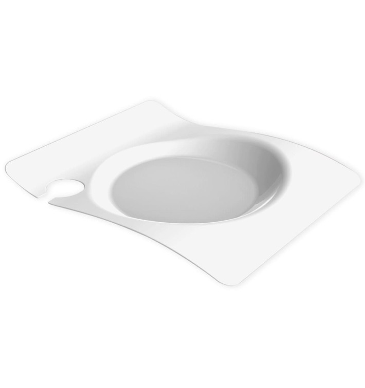 Assiette Plastique "Forma" Avec Support Blanc 22x18 cm (12 Utés)