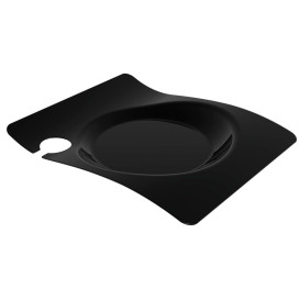 Assiette Plastique "Forma" Avec Support Noir 22x18 cm (12 Utés)