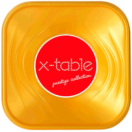 Bol Plastique PP Carré "X-Table" Or 18x18cm (120 Utés)