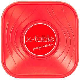 Bol Plastique PP Carré "X-Table" Rouge 18x18cm (120 Utés)