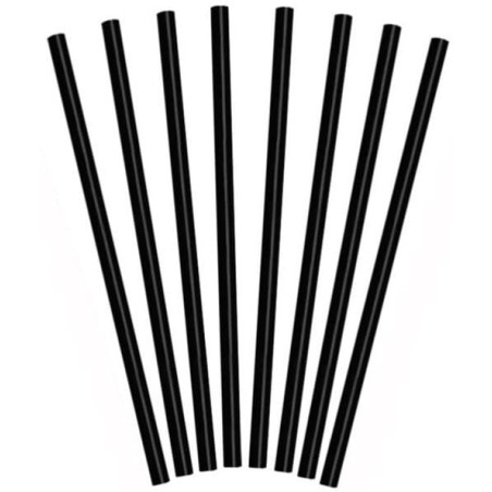 Plastic recht PS rietje voor Frappé zwart Ø0,8cm 25cm (1000 stuks)