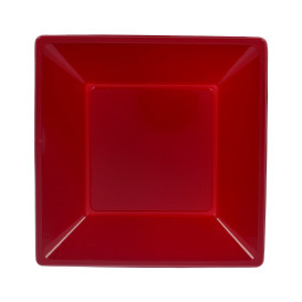 Plastic bord Diep Vierkant bordeauxrood 17 cm (25 stuks) 