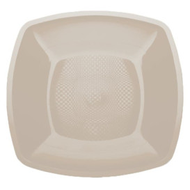 Plastic bord Plat beige Vierkant PP 23 cm (300 stuks)