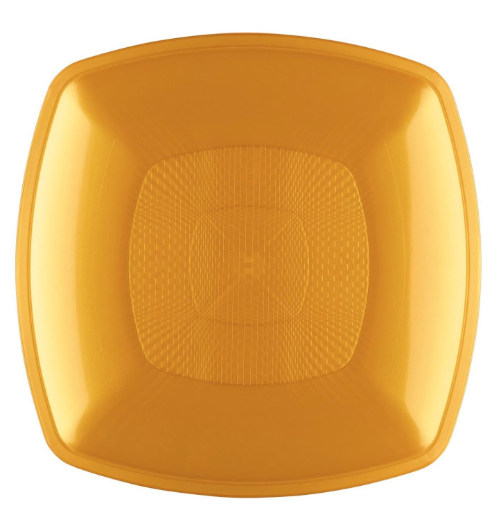 Plastic bord Plat goud Vierkant PP 23 cm (300 stuks) Plastic bord Plat goud Vierkant PP 23 cm (300 stuks)