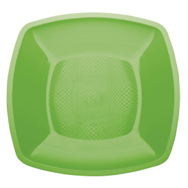 Assiette Plastique Réutilisable Plate Vert citron PP 180mm (25 Utés)