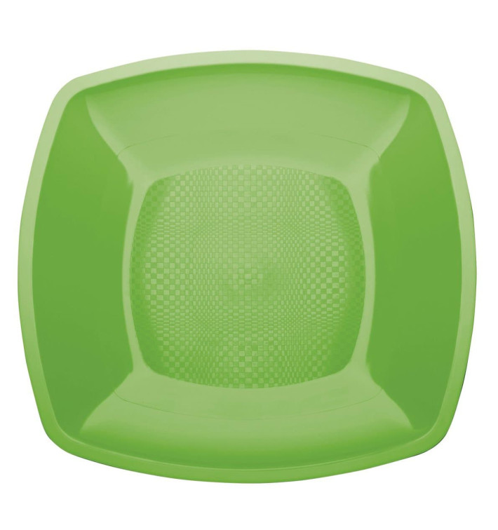 Assiette Plastique Réutilisable Plate Vert citron PP 230mm (300 Utés)