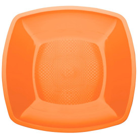 Assiette Plastique Réutilisable Plate Orange PP 180mm (25 Utés)