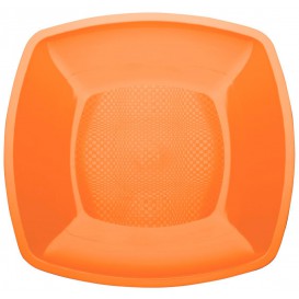 Plastic bord Plat oranje Vierkant PP 23 cm (300 stuks)