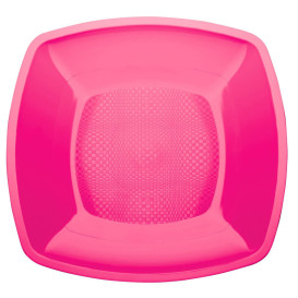 Plastic bord Plat fuchsia Vierkant PP 18 cm (25 stuks) 