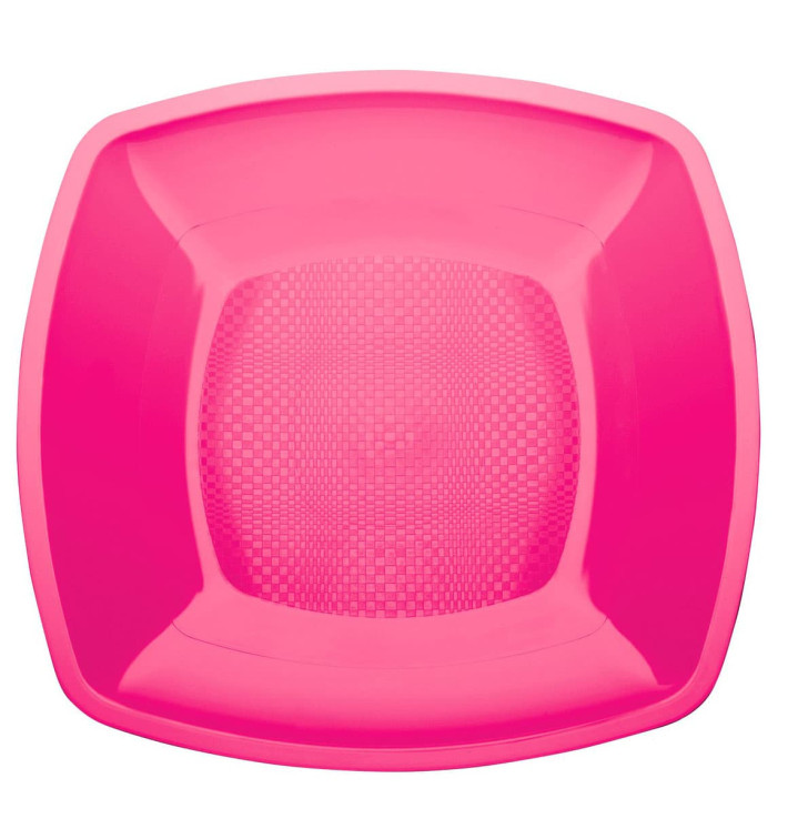 Plastic bord Plat fuchsia Vierkant PP 18 cm (25 stuks) 