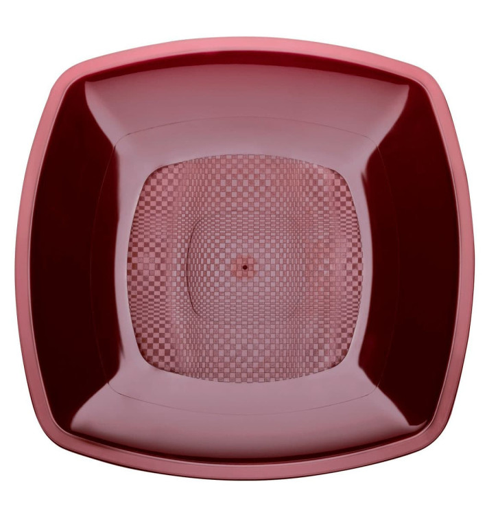 Assiette Plastique Réutilisable Plate Bordeaux  PP 180mm (25 Utés)