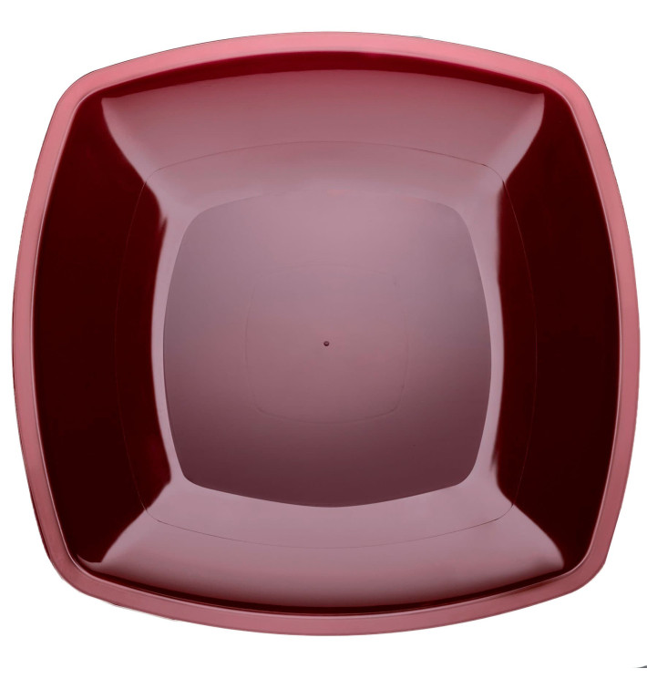 Plastic bord Plat bordeauxrood Vierkant PS 30 cm (12 stuks) Plastic bord Plat bordeauxrood Vierkant PS 30 cm (12 stuks)