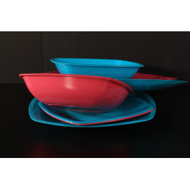 Assiette Plastique Réutilisable Creuse Rouge Transp.  PS 180mm (300 Utés)