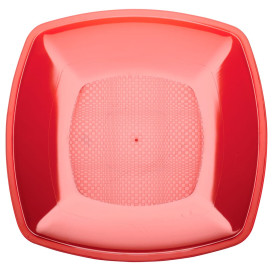 Assiette Plastique Réutilisable Plate Rouge Transp. PS 230mm (25 Utés)