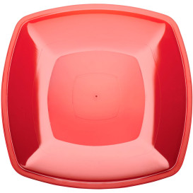 Assiette Plastique Réutilisable Plate Rouge Transp. PS 300mm (12 Utés)