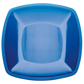 Assiette Plastique Réutilisable Plate Bleu Transp. PS 180mm (300 Utés)