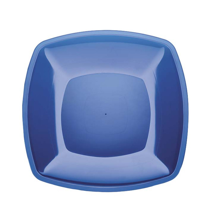 Assiette Plastique Réutilisable Plate Bleu Transp. PS 300mm (144 Utés)