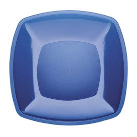 Assiette Plastique Réutilisable Plate Bleu Transp. PS 300mm (12 Utés)