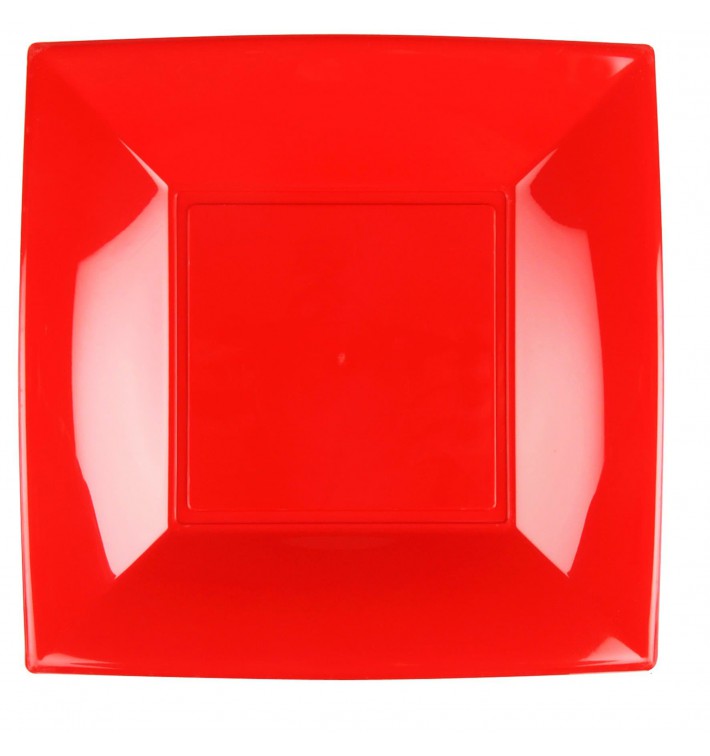 Assiette Plastique Réutilisable Plate Rouge PP 290mm (12 Utés)