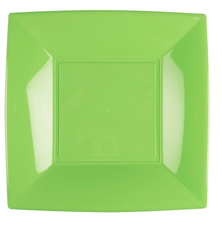 Assiette Plastique Réutilisable Plate Vert citron PP 290mm (12 Utés)