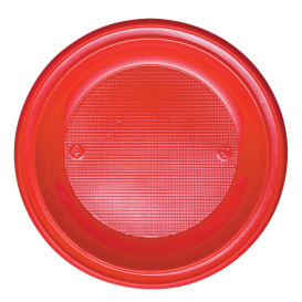 Plastic bord PS Plat rood Ø28 cm (140 stuks)