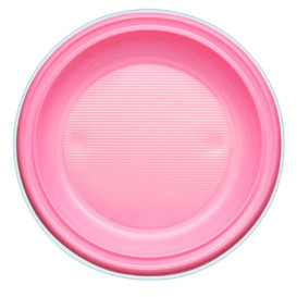 Plastic bord PS Plat roze Ø22 cm (30 stuks) 