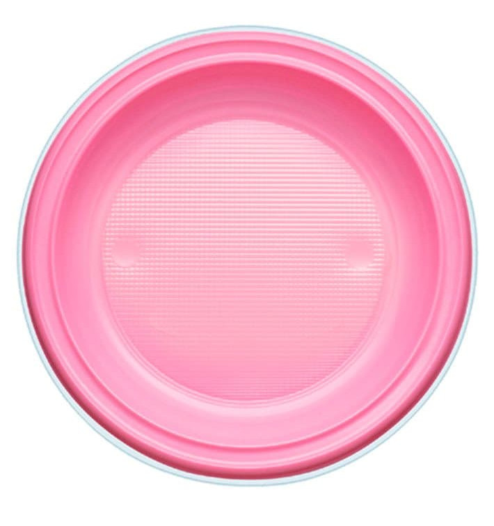 Assiette Plastique PS Plate Rose Ø220mm (30 Unités)