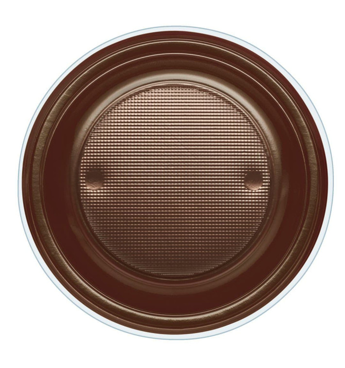 Plastic bord PS Diep chocolade Ø22 cm (30 stuks) Plastic bord PS Diep chocolade Ø22 cm (30 stuks)