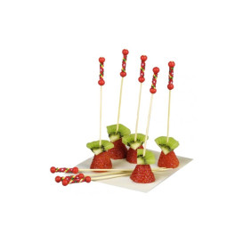 Bamboe vleespennen rood Design 12cm (200 stuks) 