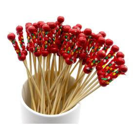 Bamboe vleespennen rood Design 12cm (200 stuks) 