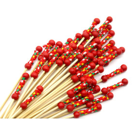 Bamboe vleespennen rood Design 12cm (200 stuks) 