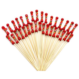 Bamboe vleespennen rood Design 12cm (200 stuks) 