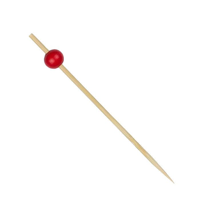 Bamboe vleespennen "Big Bal" Design rood 12cm (5000 stuks) Bamboe vleespennen "Big Bal" Design rood 12cm (5000 stuks)