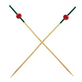 Bamboe vleespennen "Poftugal" Design groen en rood 12cm (200 stuks) 
