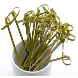 Bamboe vleespennen Strik Design Naturel groen 12cm (200 stuks) 